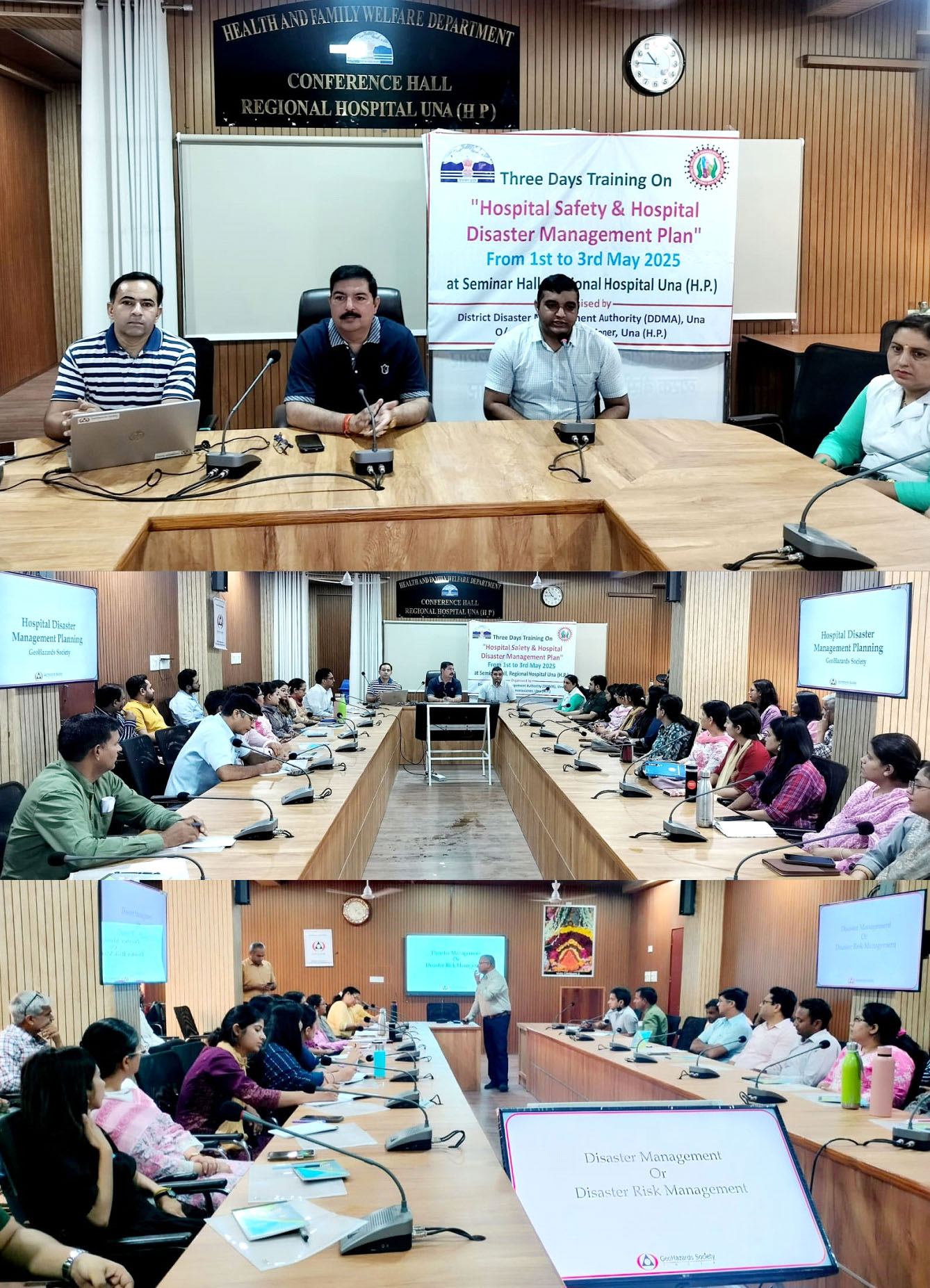 Three-day training program on hospital safety and disaster management begins.